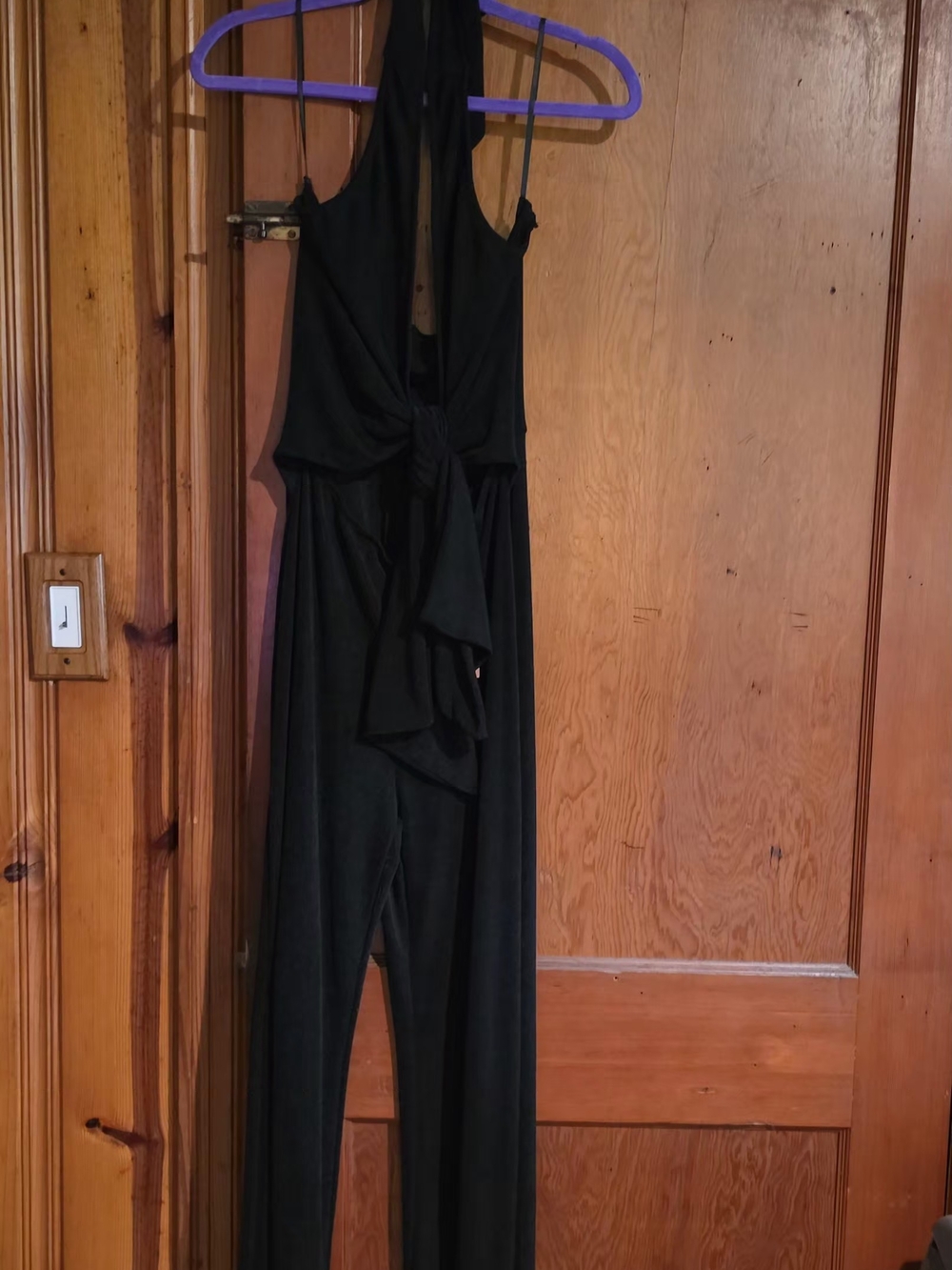 SHEIN Black Halter Jumpsuit with Front Knot